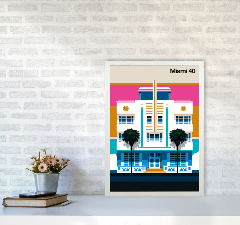 Miami 40 Art Print by Bo Lundberg A2 Oak Frame