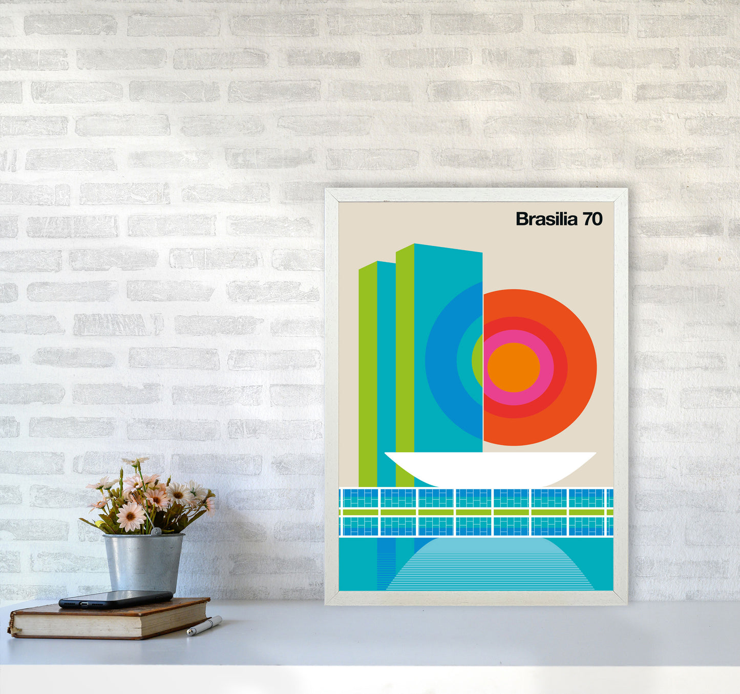 Brasilia 70 Art Print by Bo Lundberg A2 Oak Frame