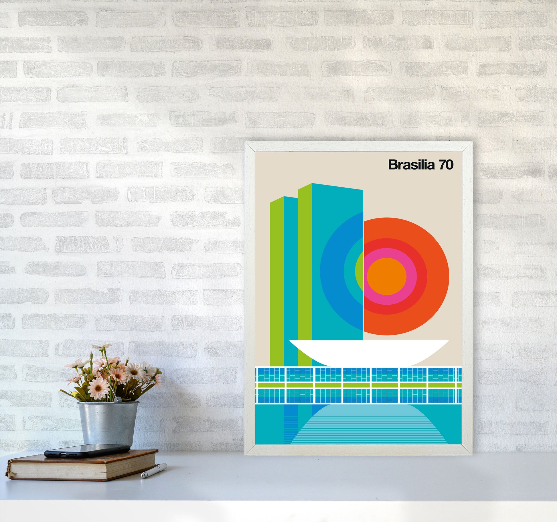 Brasilia 70 Art Print by Bo Lundberg A2 Oak Frame