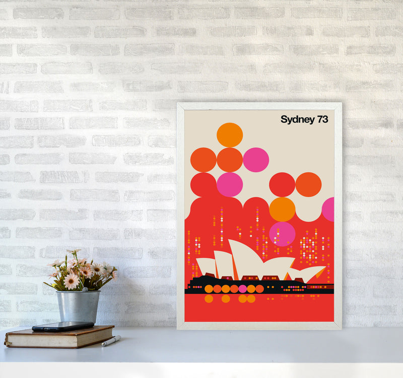 Sydney 73 Red Art Print by Bo Lundberg A2 Oak Frame