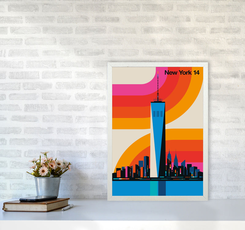 New York 14 Art Print by Bo Lundberg A2 Oak Frame