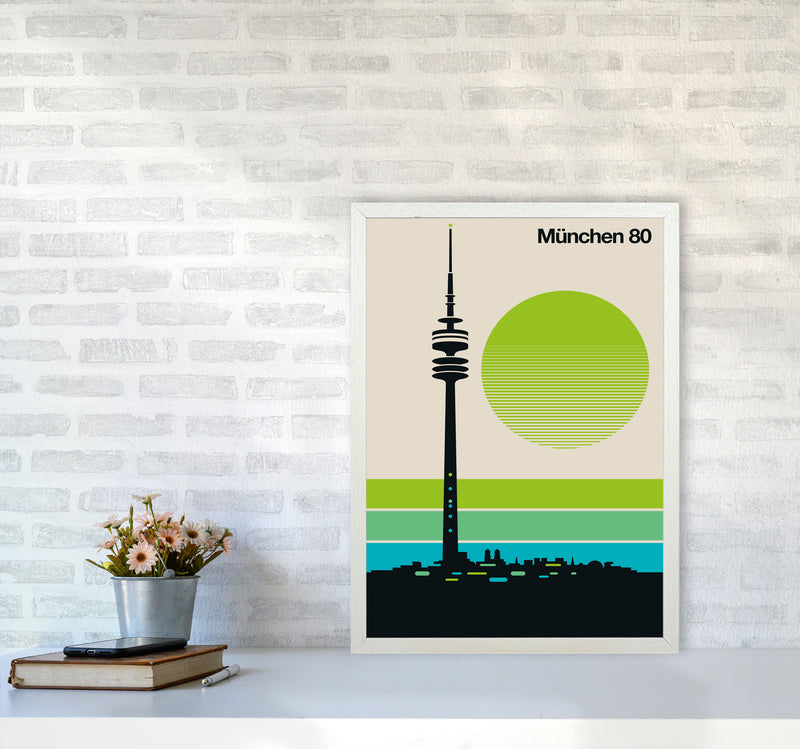München 80 Art Print by Bo Lundberg A2 Oak Frame