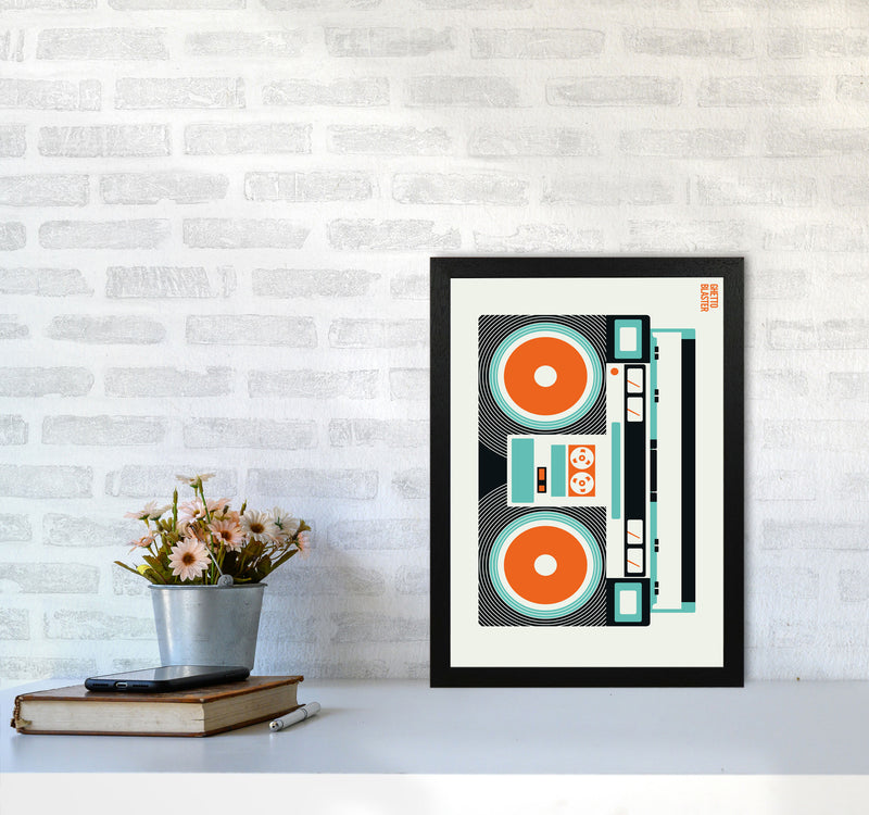 Icons Ghetto Blaster Art Print by Bo Lundberg A3 White Frame