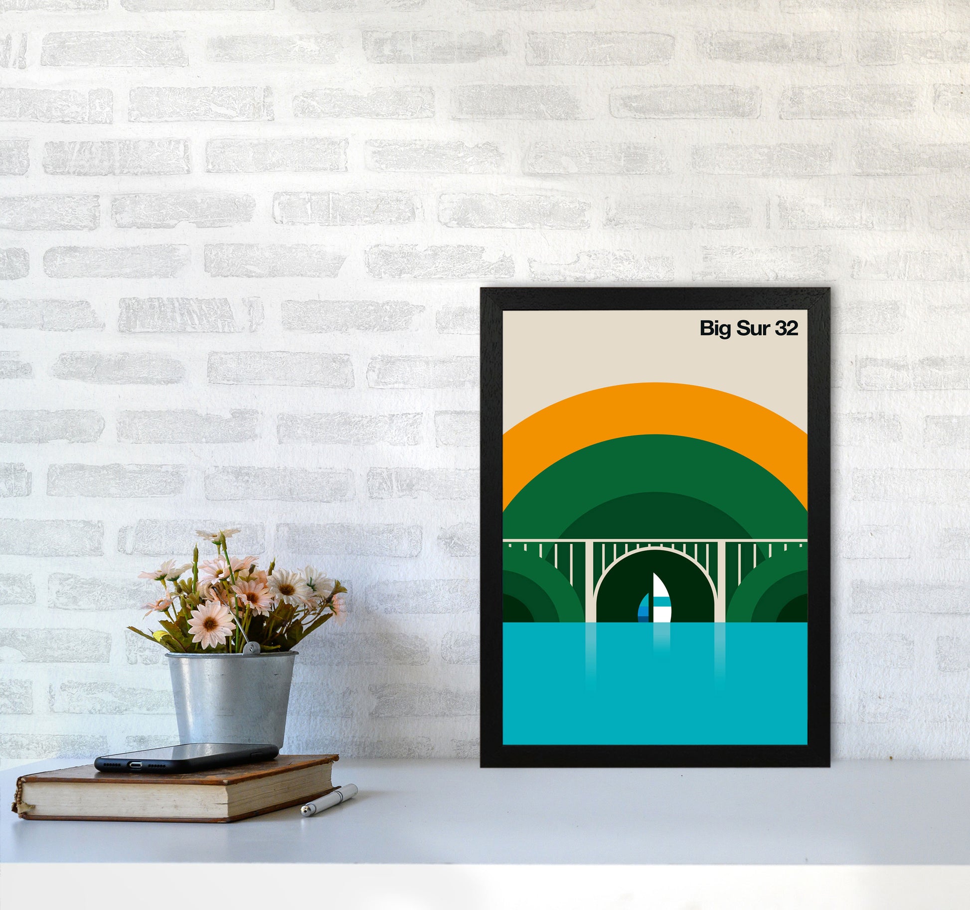 Big Sur 32 Art Print by Bo Lundberg A3 White Frame
