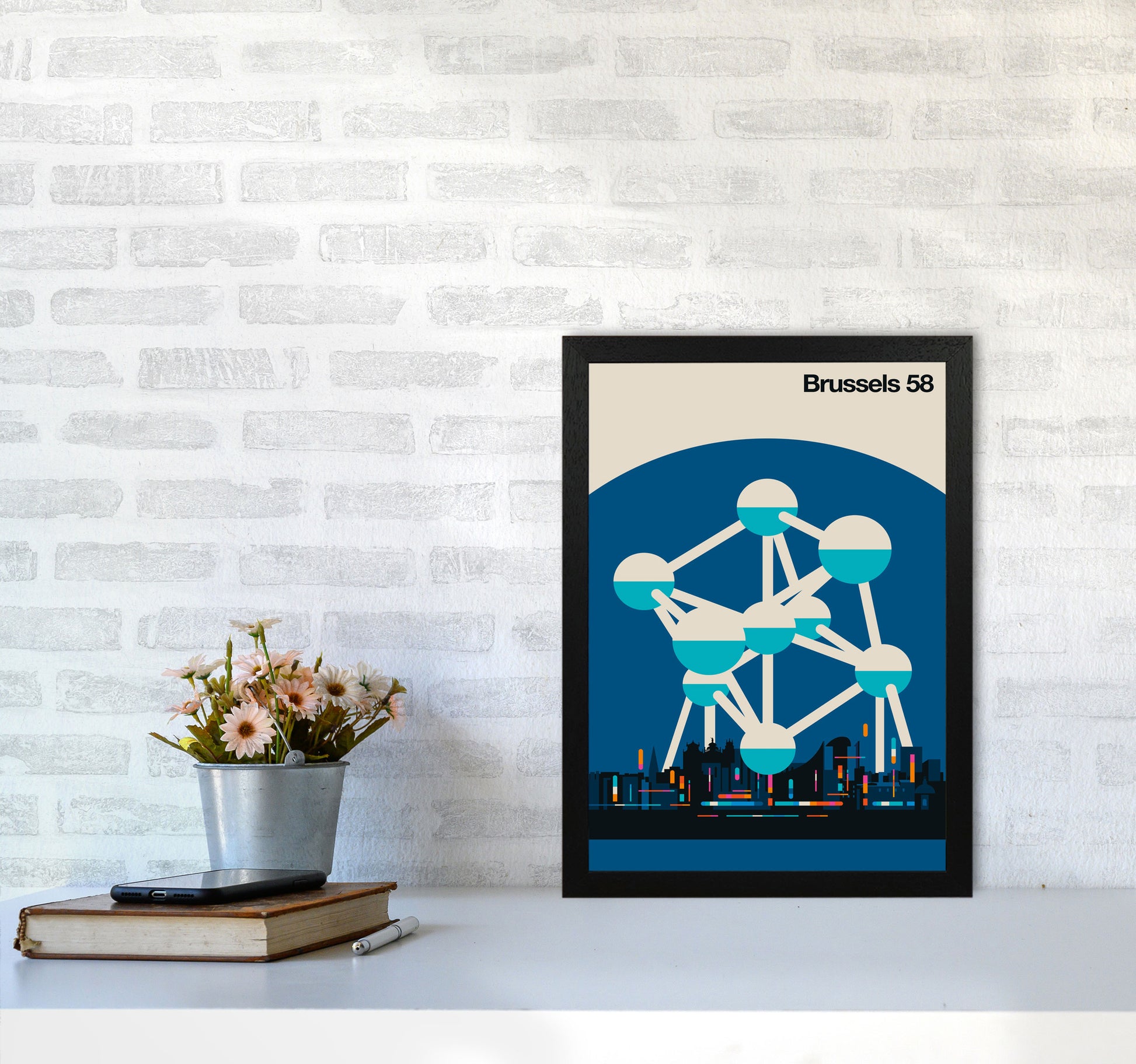 Brussels 58 Art Print by Bo Lundberg A3 White Frame