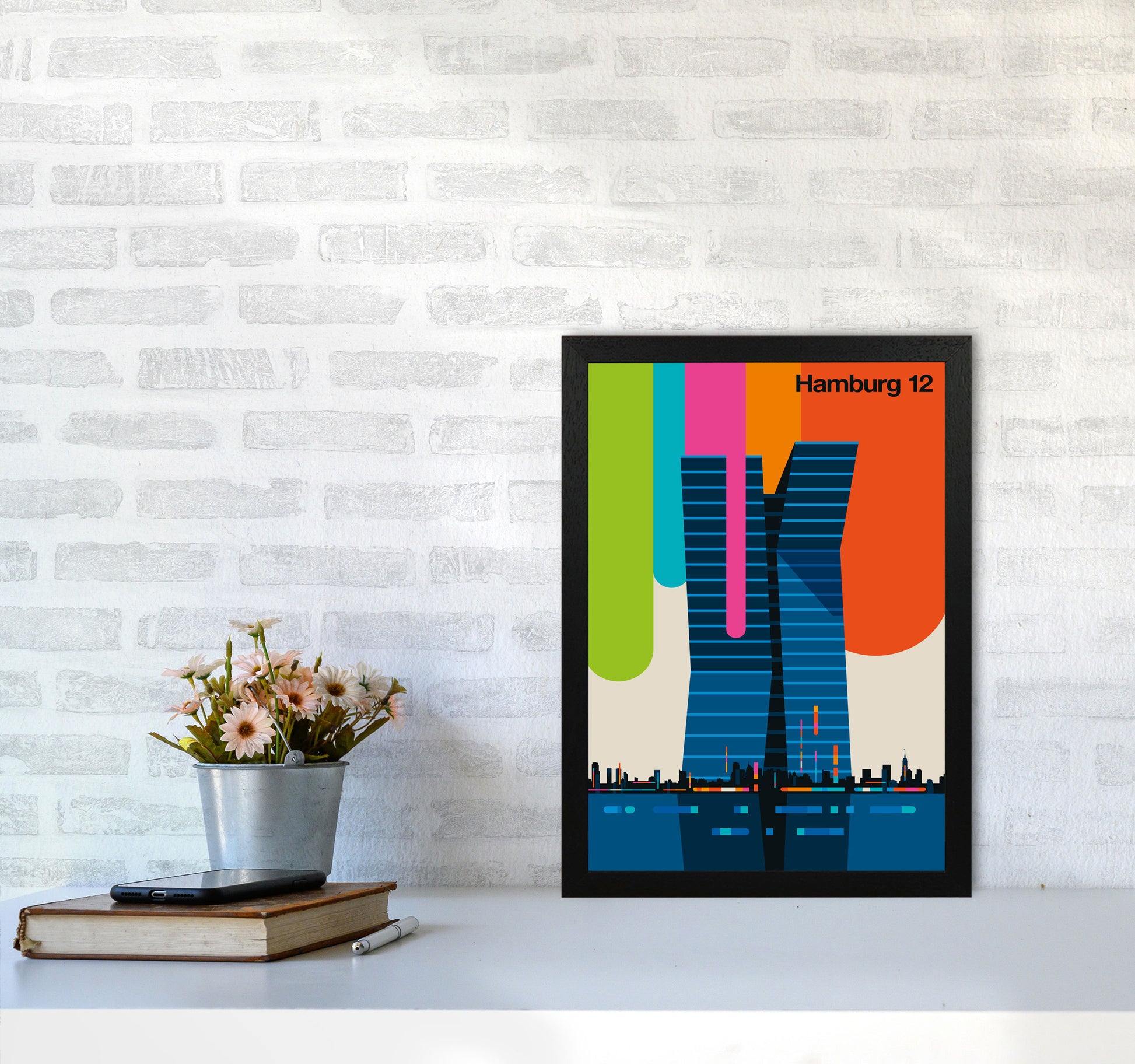 Hamburg 12 Art Print by Bo Lundberg A3 White Frame