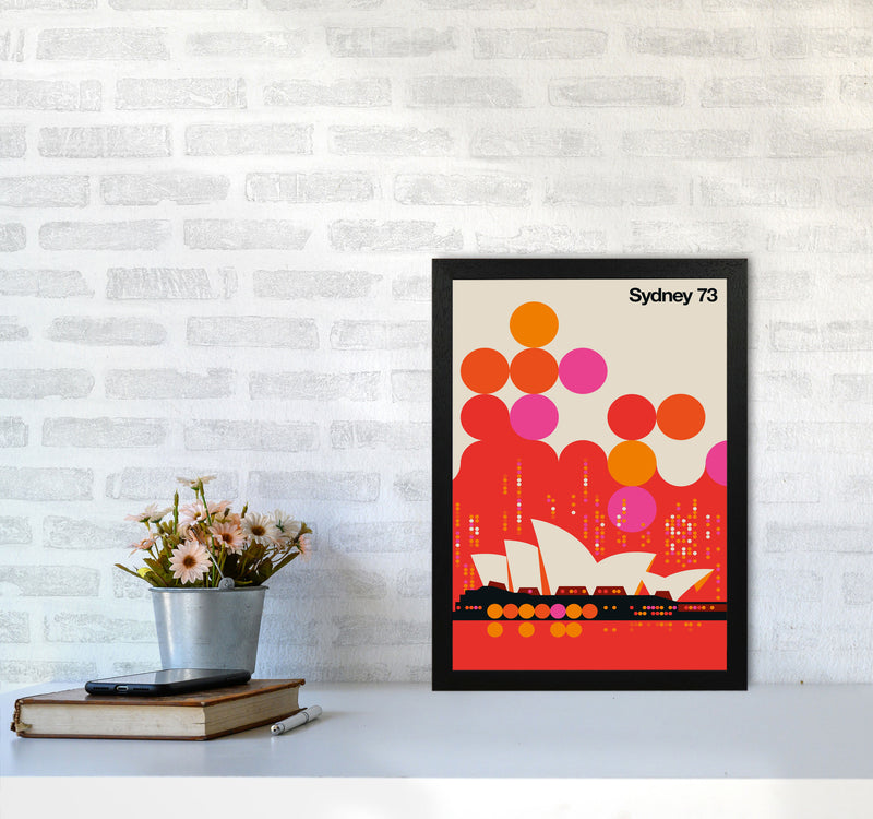 Sydney 73 Red Art Print by Bo Lundberg A3 White Frame