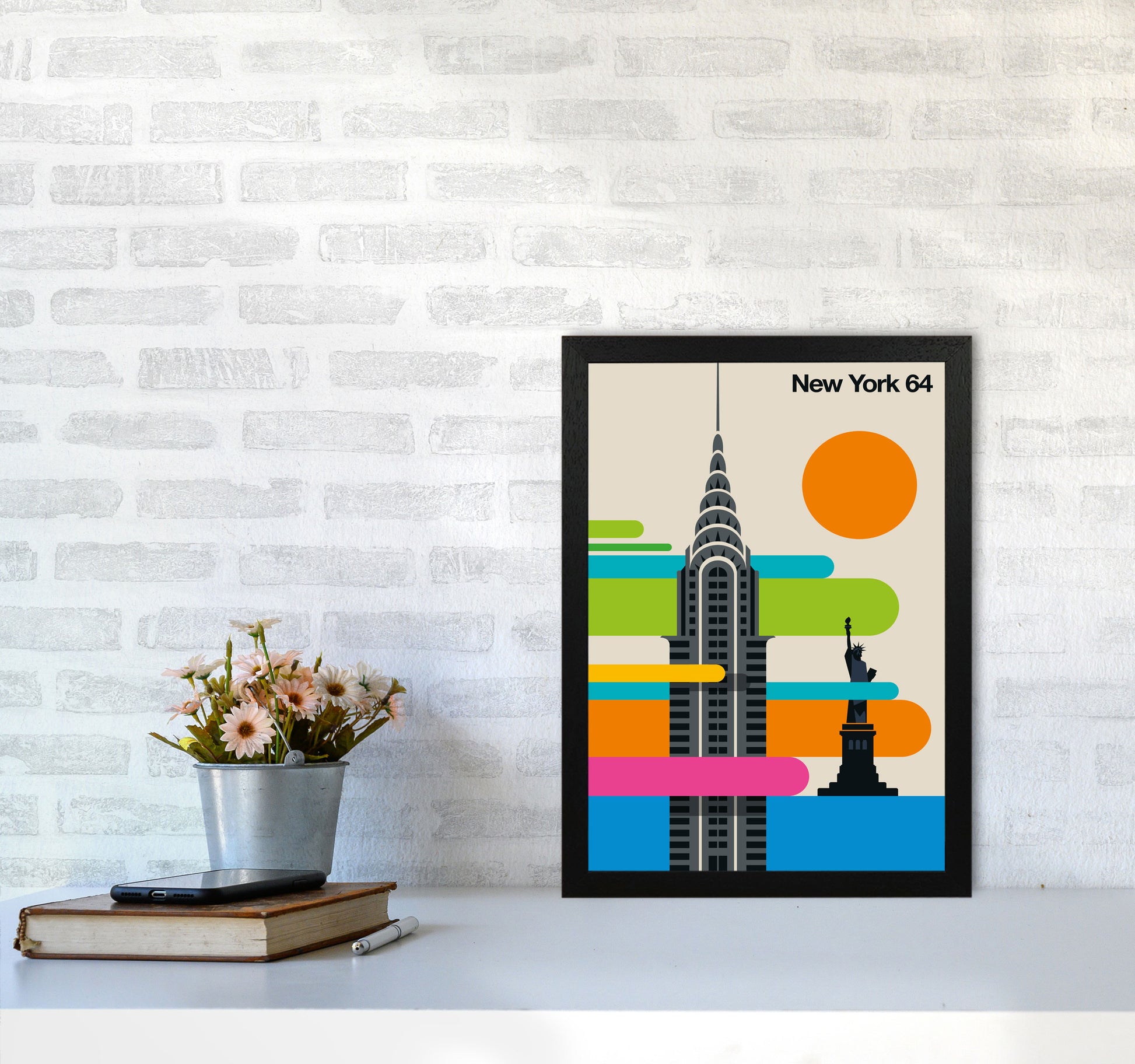 New York 64 Art Print by Bo Lundberg A3 White Frame