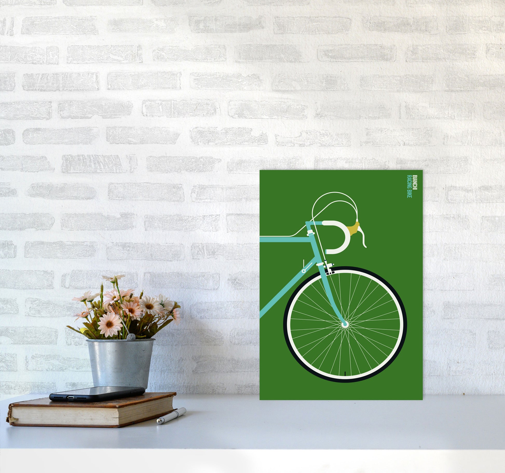 Icons Bianchi Front Art Print by Bo Lundberg A3 Black Frame