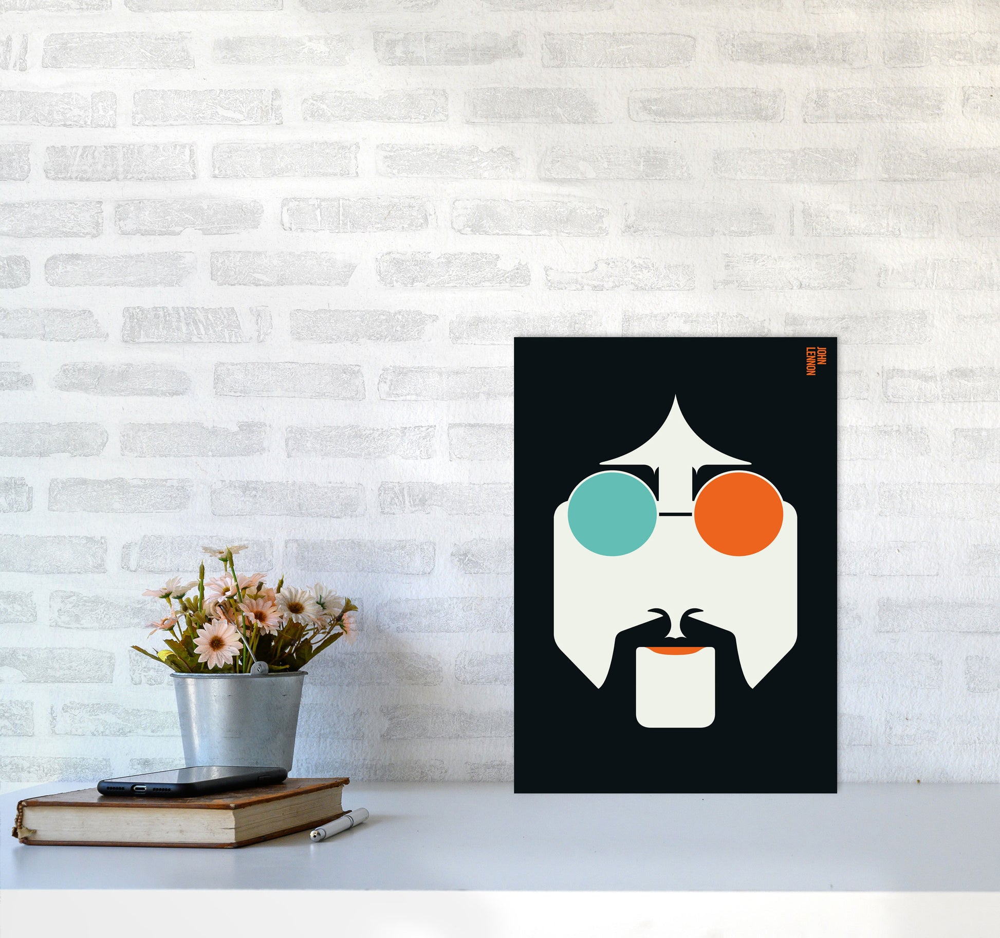 Icons John Lennon Art Print by Bo Lundberg A3 Black Frame