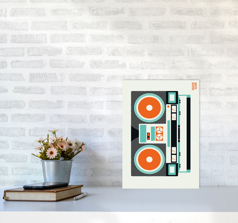 Icons Ghetto Blaster Art Print by Bo Lundberg A3 Black Frame
