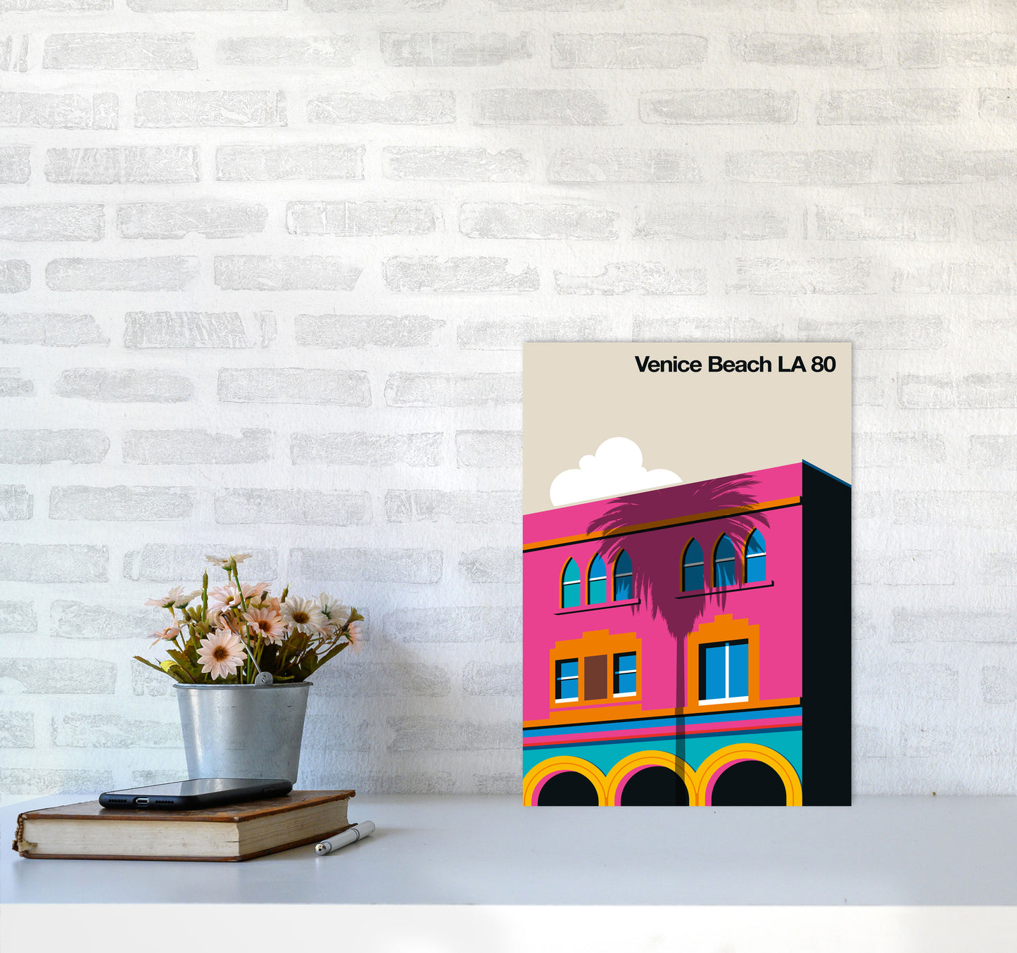 Venice Beach 80 Art Print by Bo Lundberg A3 Black Frame