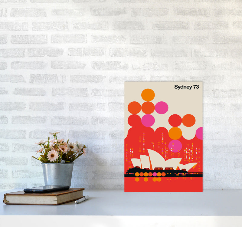 Sydney 73 Red Art Print by Bo Lundberg A3 Black Frame