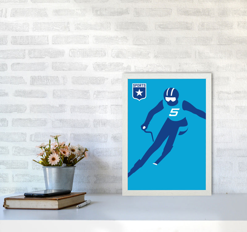 Slalom Art Print by Bo Lundberg A3 Oak Frame
