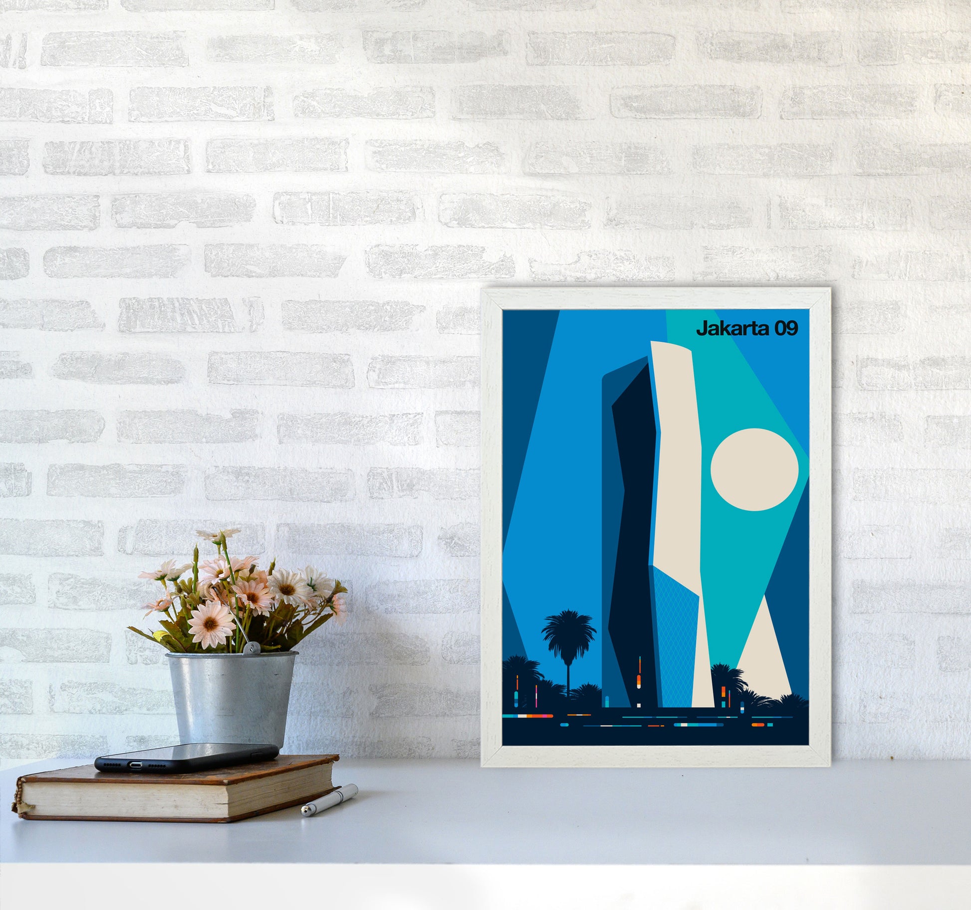 Jakarta 09 Art Print by Bo Lundberg A3 Oak Frame