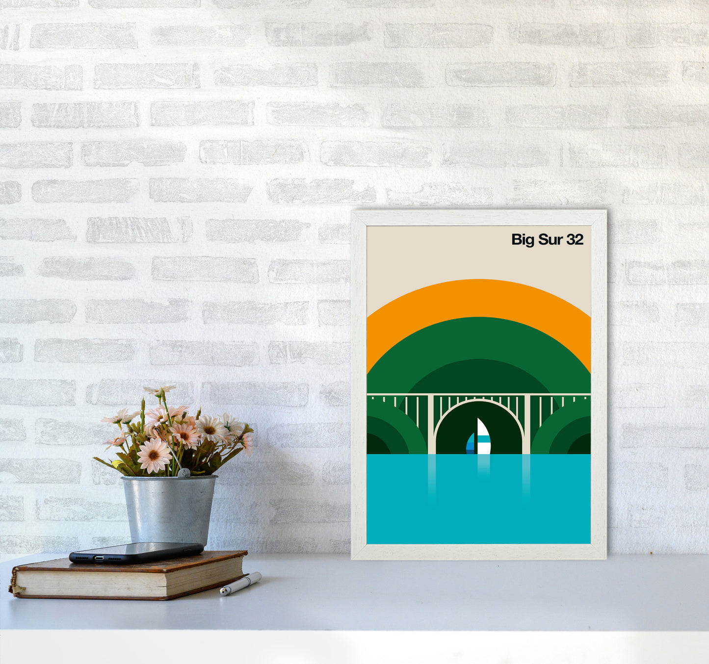 Big Sur 32 Art Print by Bo Lundberg A3 Oak Frame
