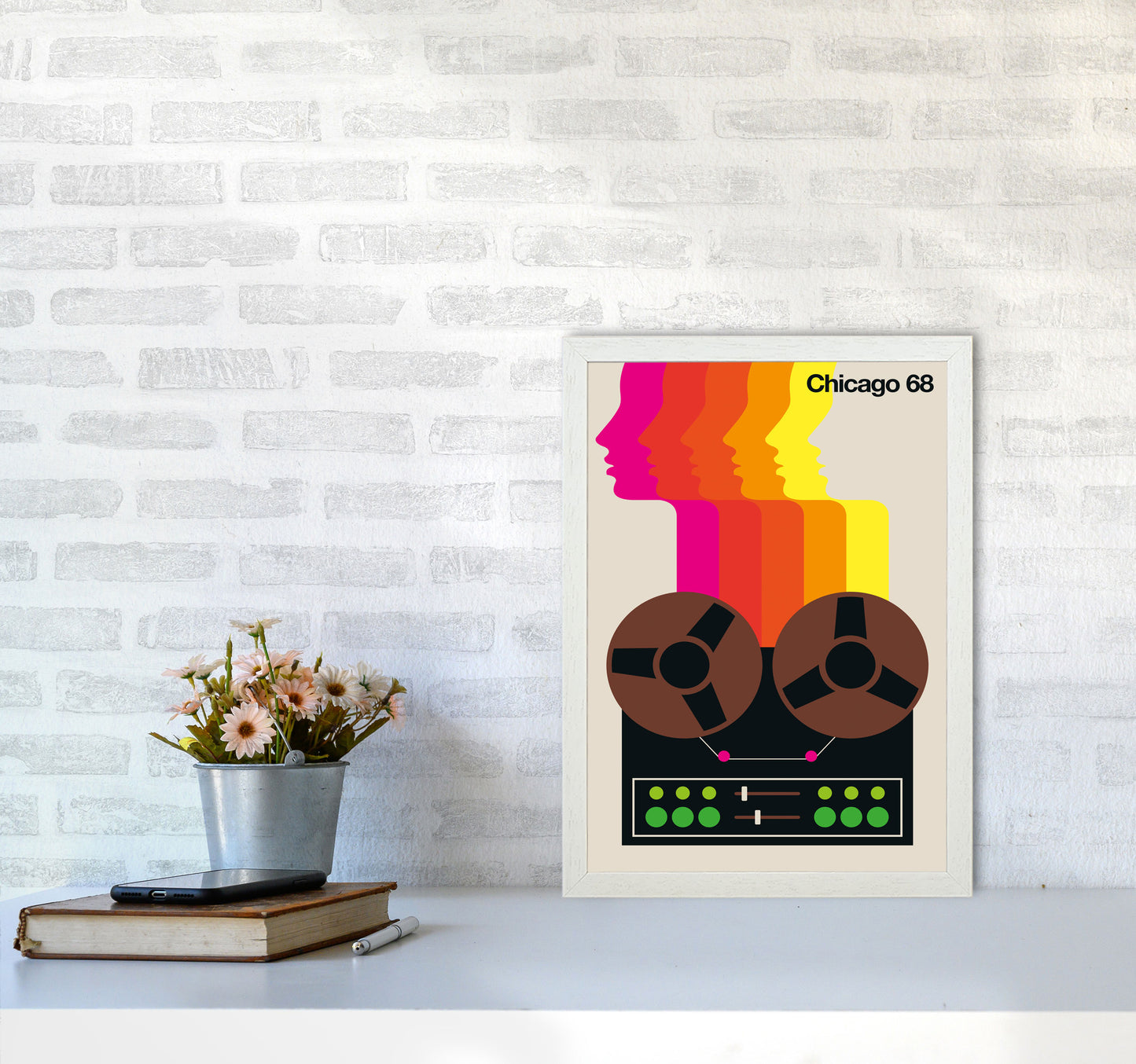 Chicago 68 Art Print by Bo Lundberg A3 Oak Frame