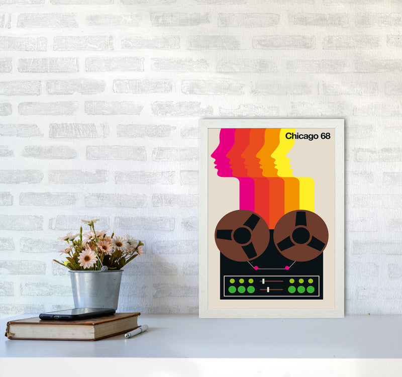 Chicago 68 Art Print by Bo Lundberg A3 Oak Frame