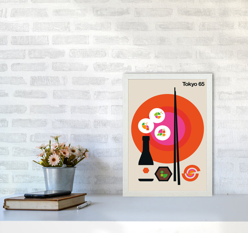Tokyo 65 Art Print by Bo Lundberg A3 Oak Frame