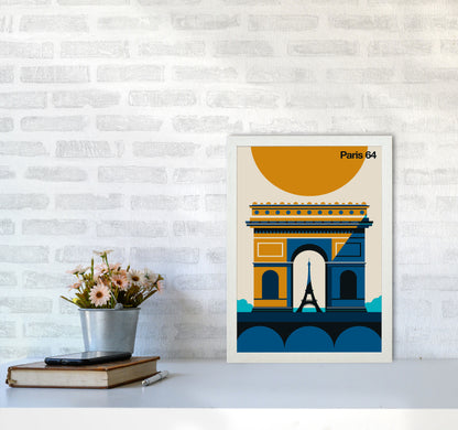 Paris 64 Art Print by Bo Lundberg A3 Oak Frame