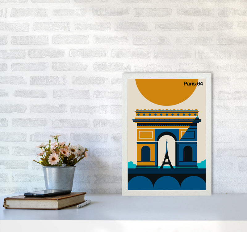 Paris 64 Art Print by Bo Lundberg A3 Oak Frame