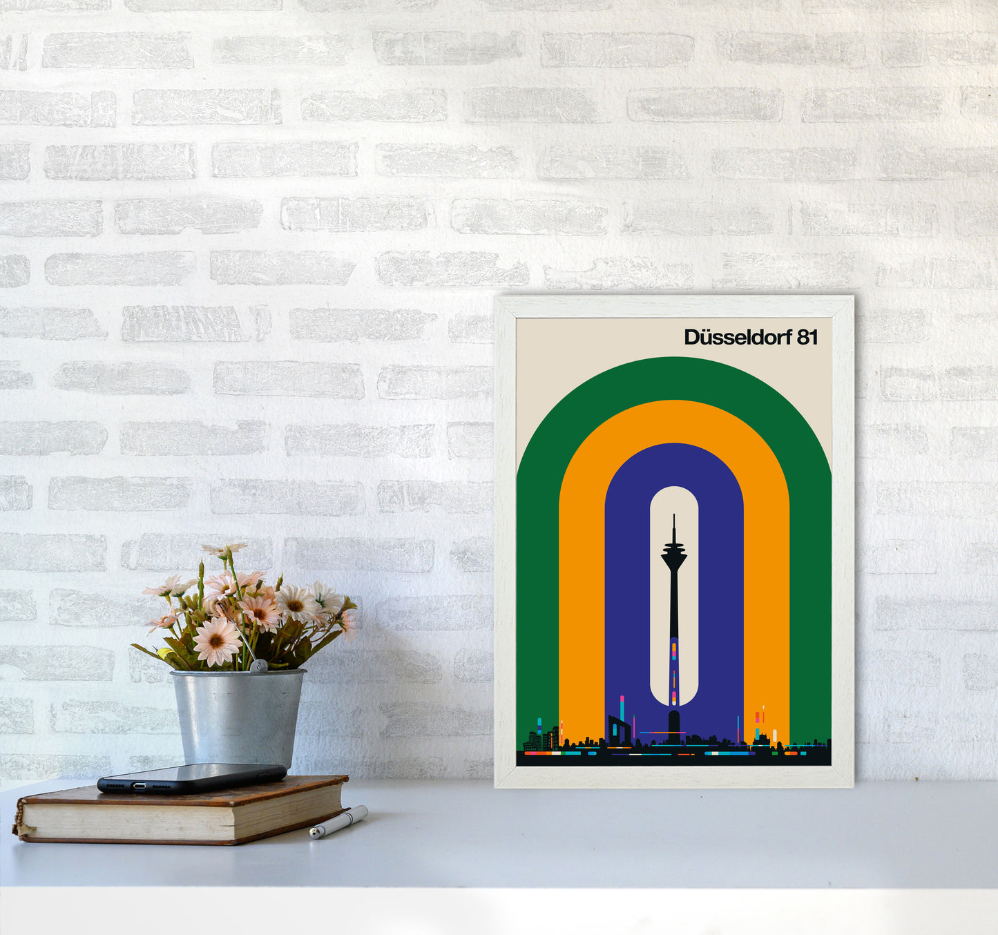 Düsseldorf 81 Art Print by Bo Lundberg A3 Oak Frame