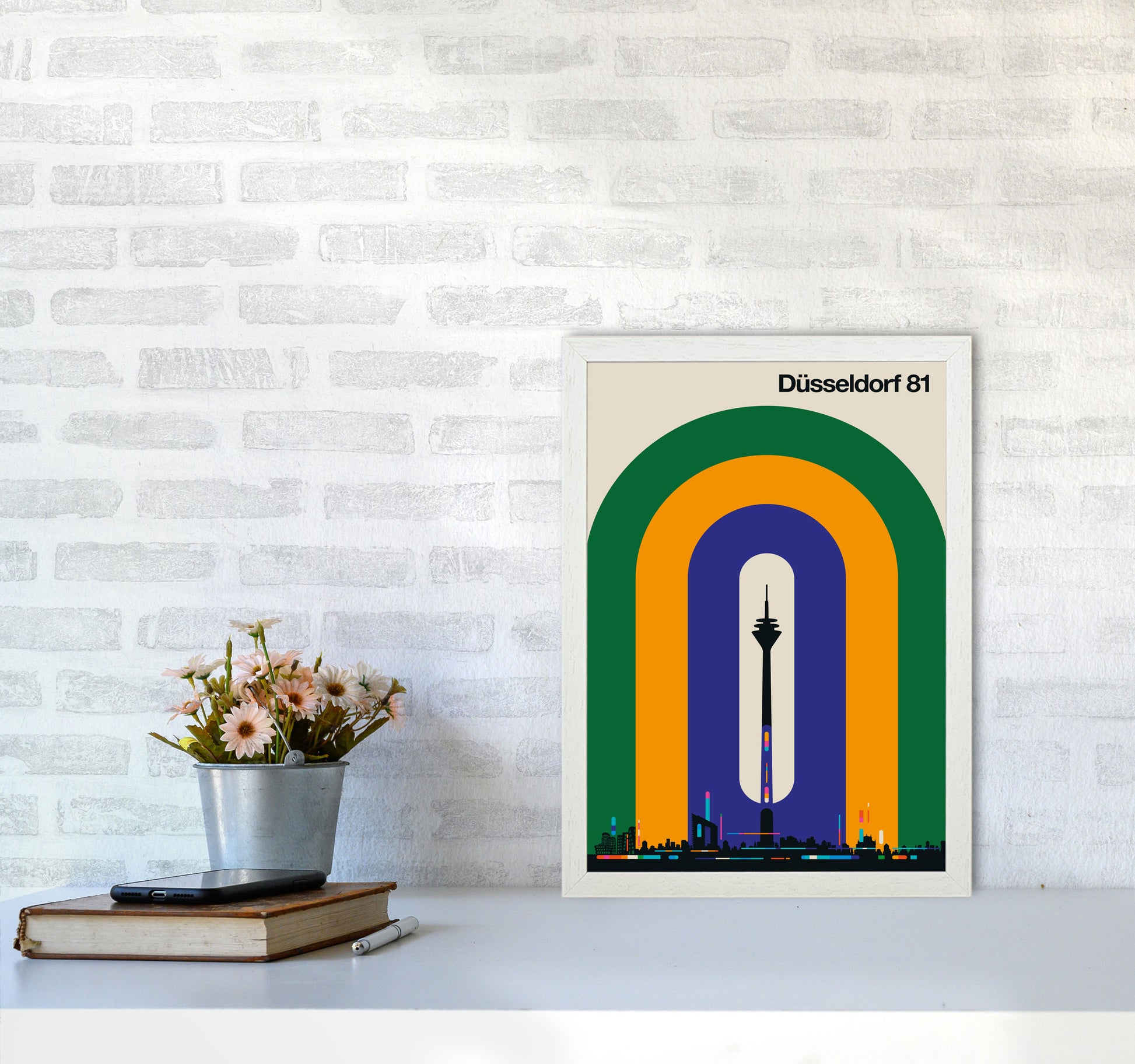 Düsseldorf 81 Art Print by Bo Lundberg A3 Oak Frame