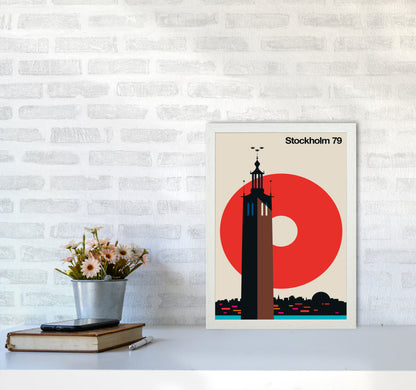 Stockholm 79 Art Print by Bo Lundberg A3 Oak Frame