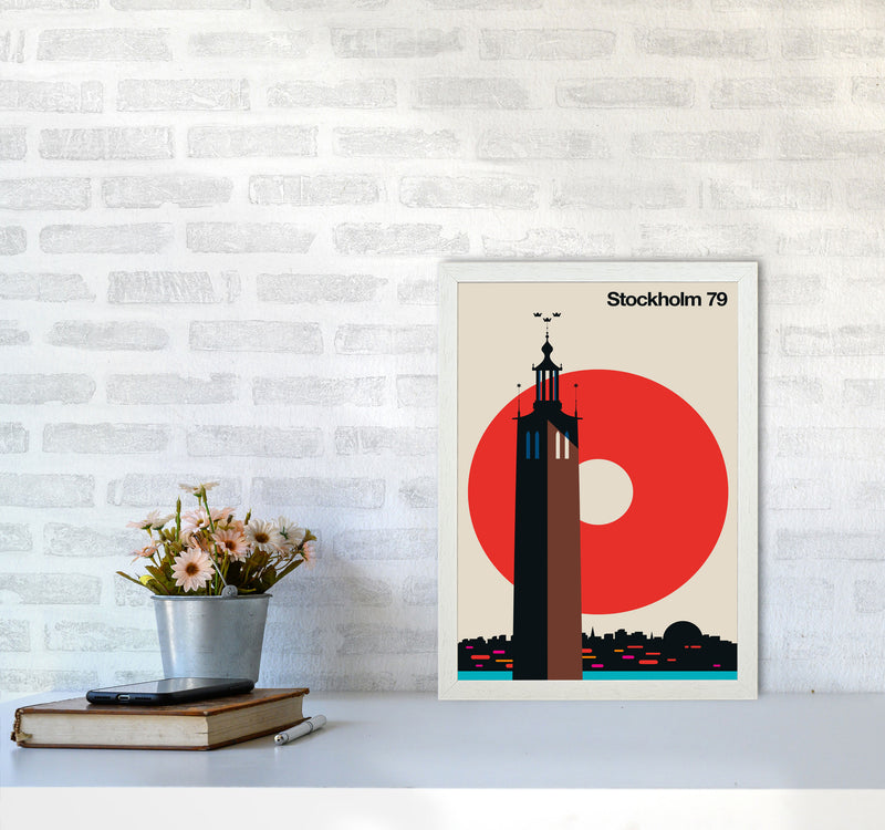 Stockholm 79 Art Print by Bo Lundberg A3 Oak Frame