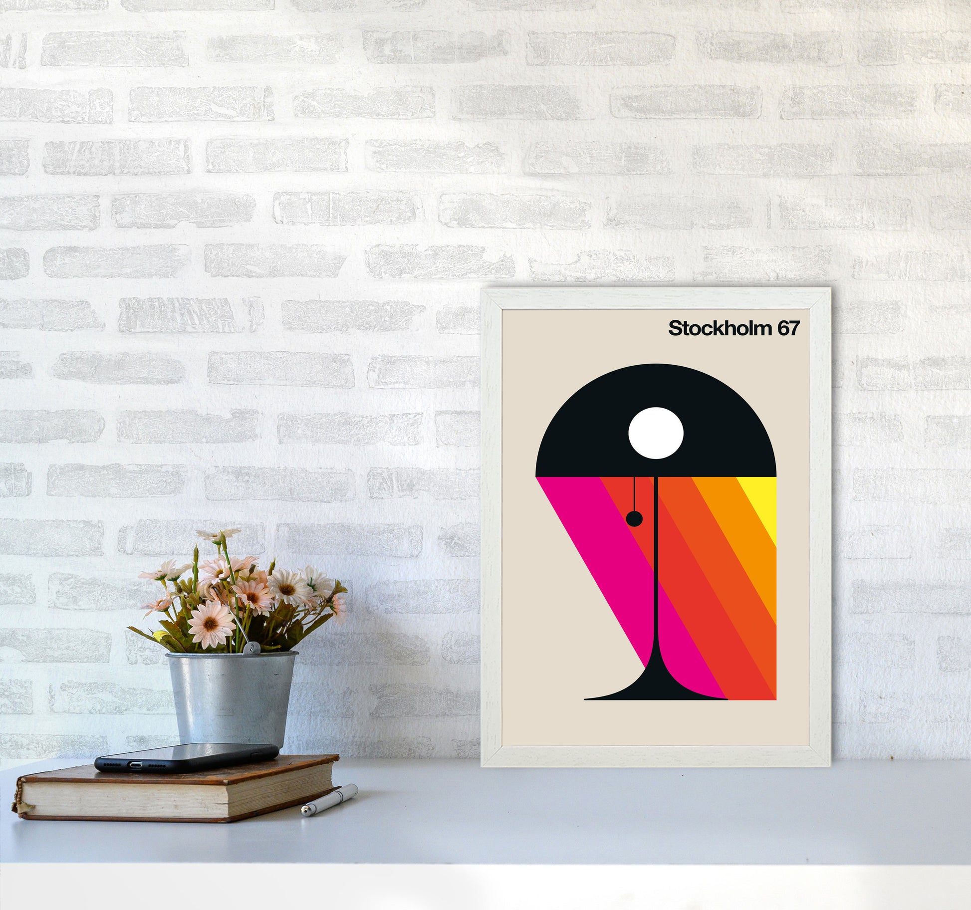 Stockholm 67 Art Print by Bo Lundberg A3 Oak Frame