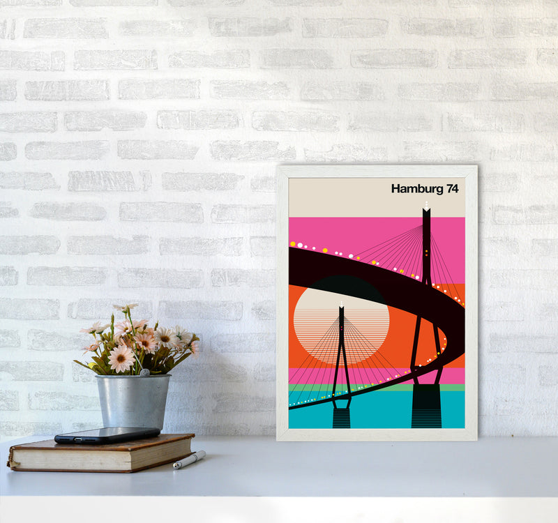 Hamburg 74 Art Print by Bo Lundberg A3 Oak Frame