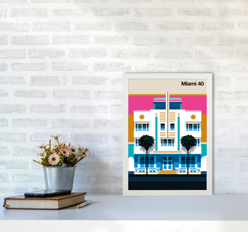 Miami 40 Art Print by Bo Lundberg A3 Oak Frame