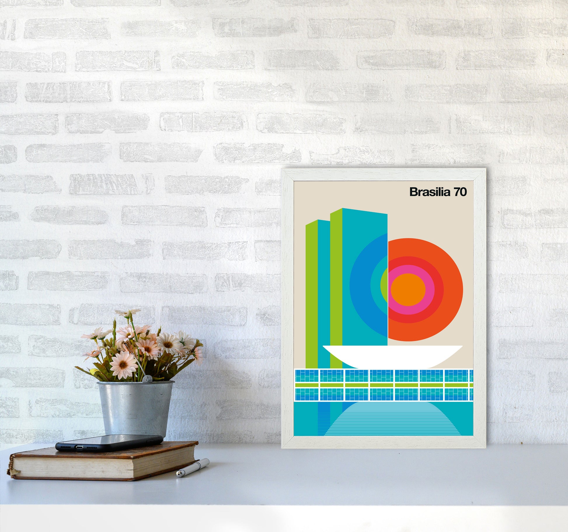 Brasilia 70 Art Print by Bo Lundberg A3 Oak Frame