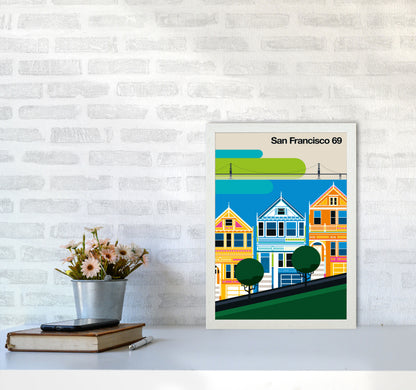 San Francisco 69 Art Print by Bo Lundberg A3 Oak Frame