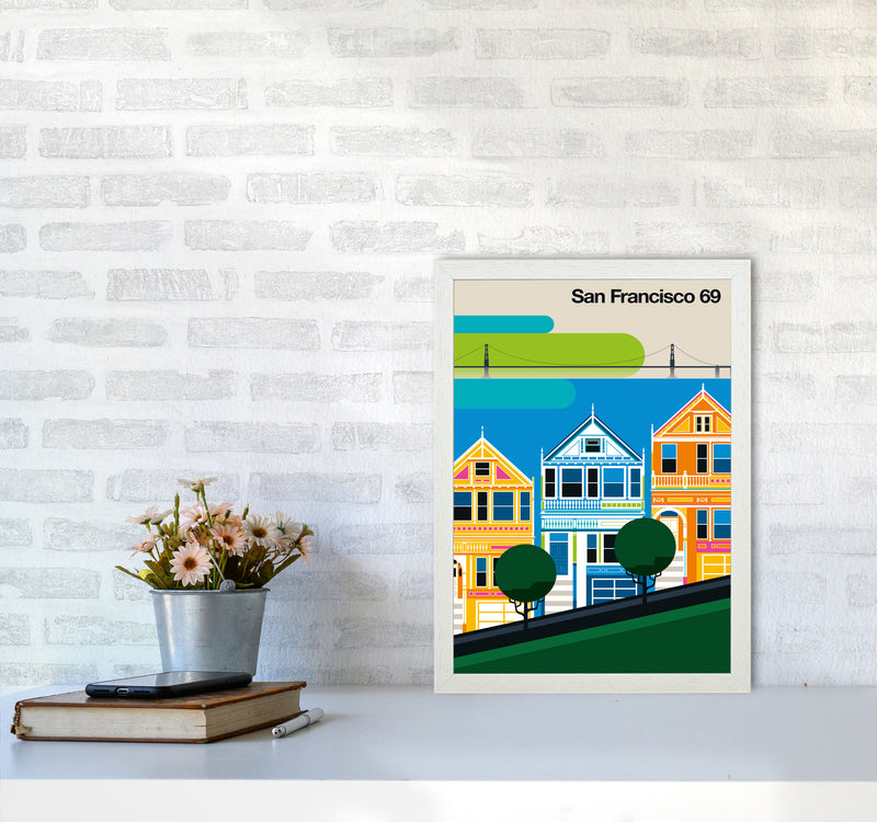 San Francisco 69 Art Print by Bo Lundberg A3 Oak Frame