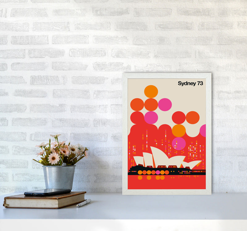 Sydney 73 Red Art Print by Bo Lundberg A3 Oak Frame