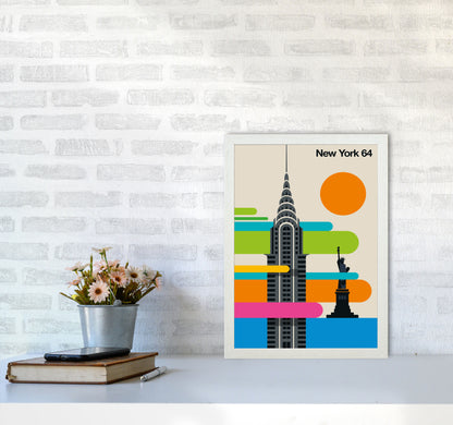 New York 64 Art Print by Bo Lundberg A3 Oak Frame