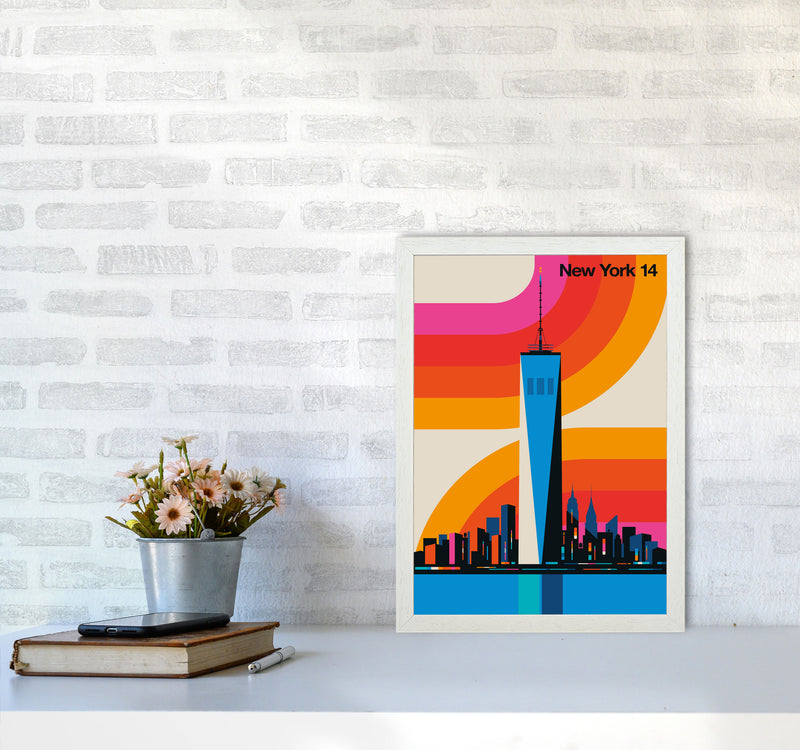 New York 14 Art Print by Bo Lundberg A3 Oak Frame