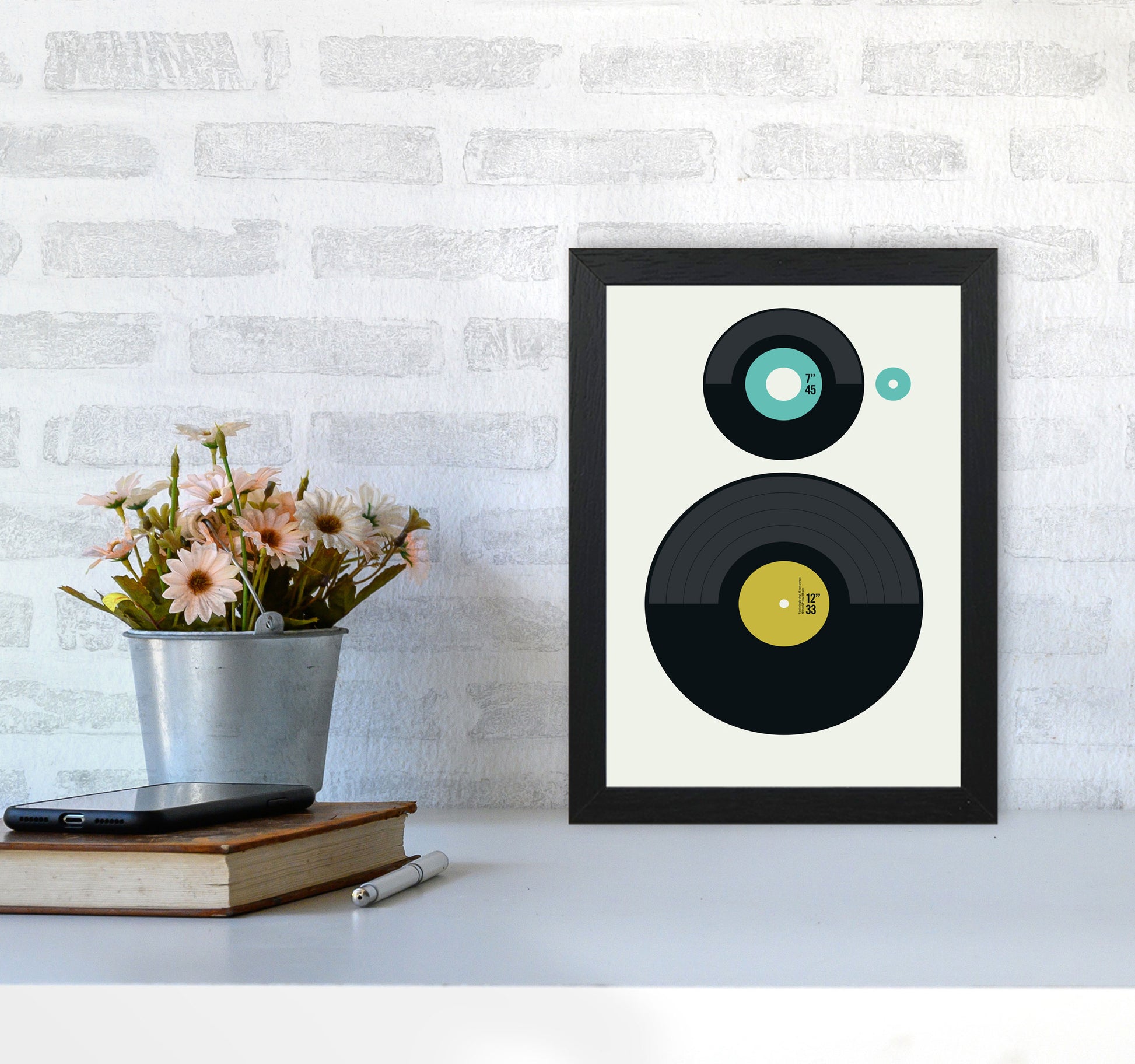 Icons LP vs EP Rev Art Print by Bo Lundberg A4 White Frame
