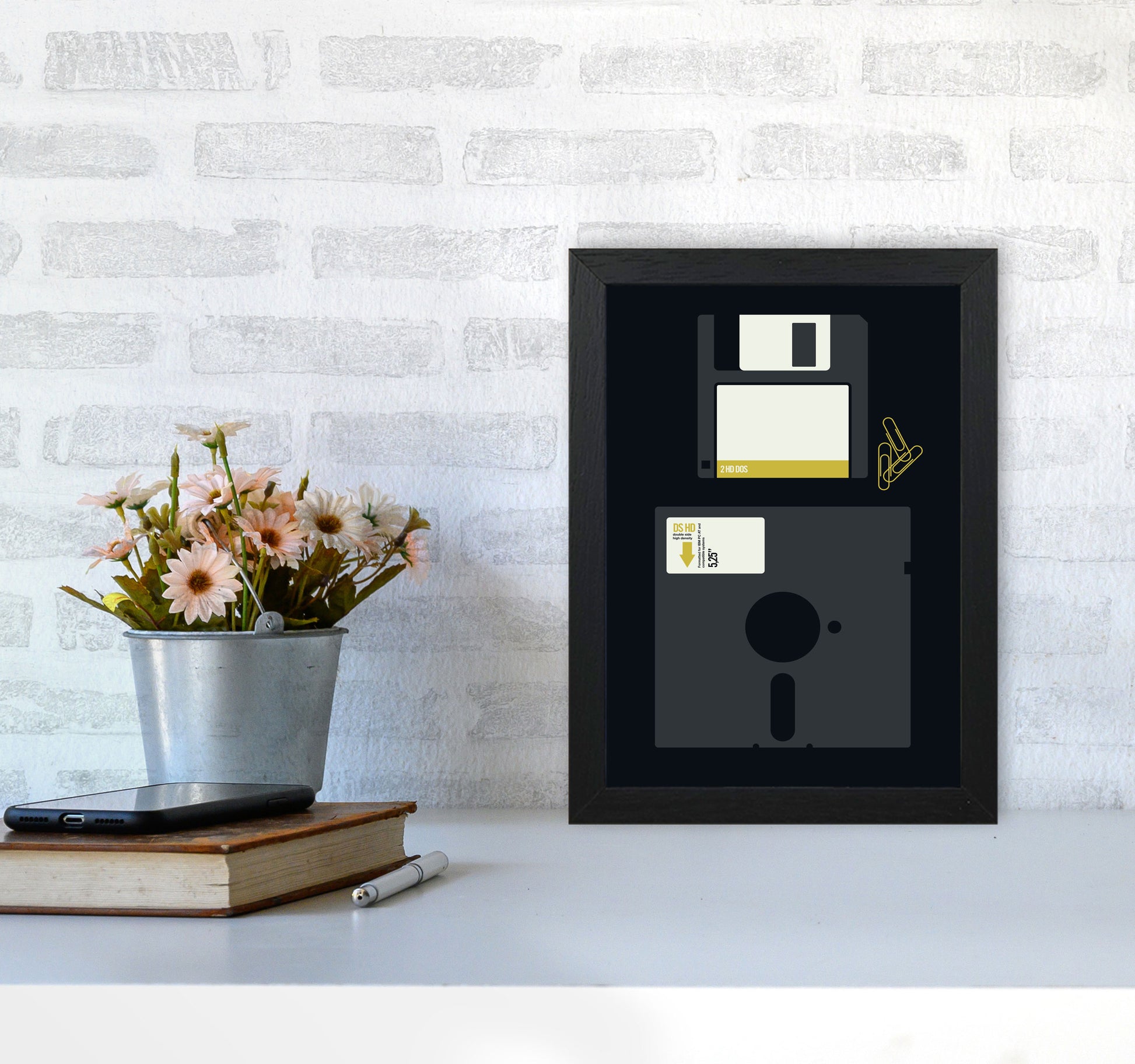 Icons Floppy 2 Art Print by Bo Lundberg A4 White Frame