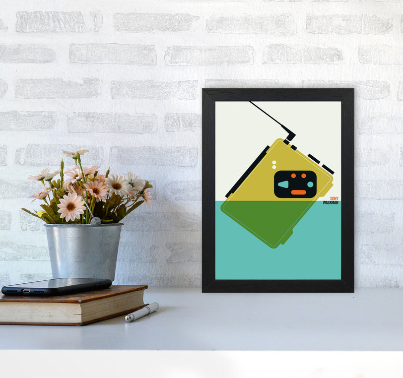 Icons Walkman Art Print by Bo Lundberg A4 White Frame