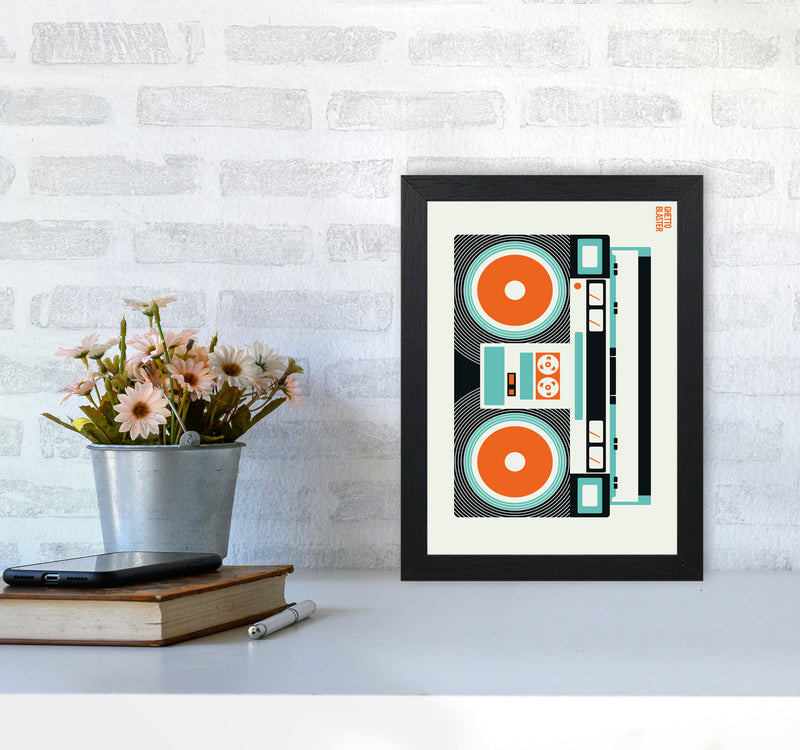 Icons Ghetto Blaster Art Print by Bo Lundberg A4 White Frame