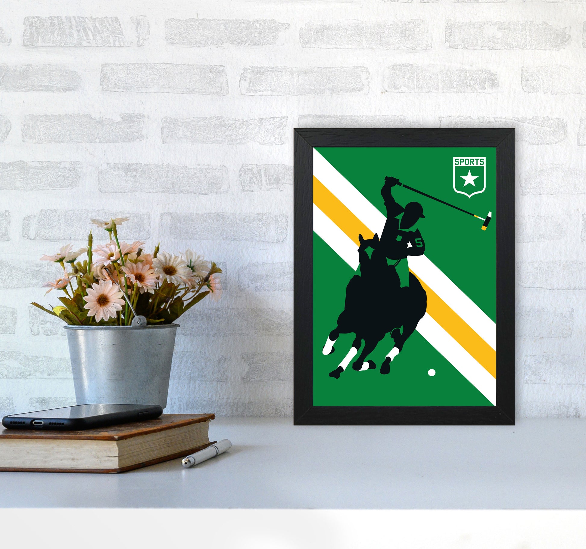 Polo Art Print by Bo Lundberg A4 White Frame