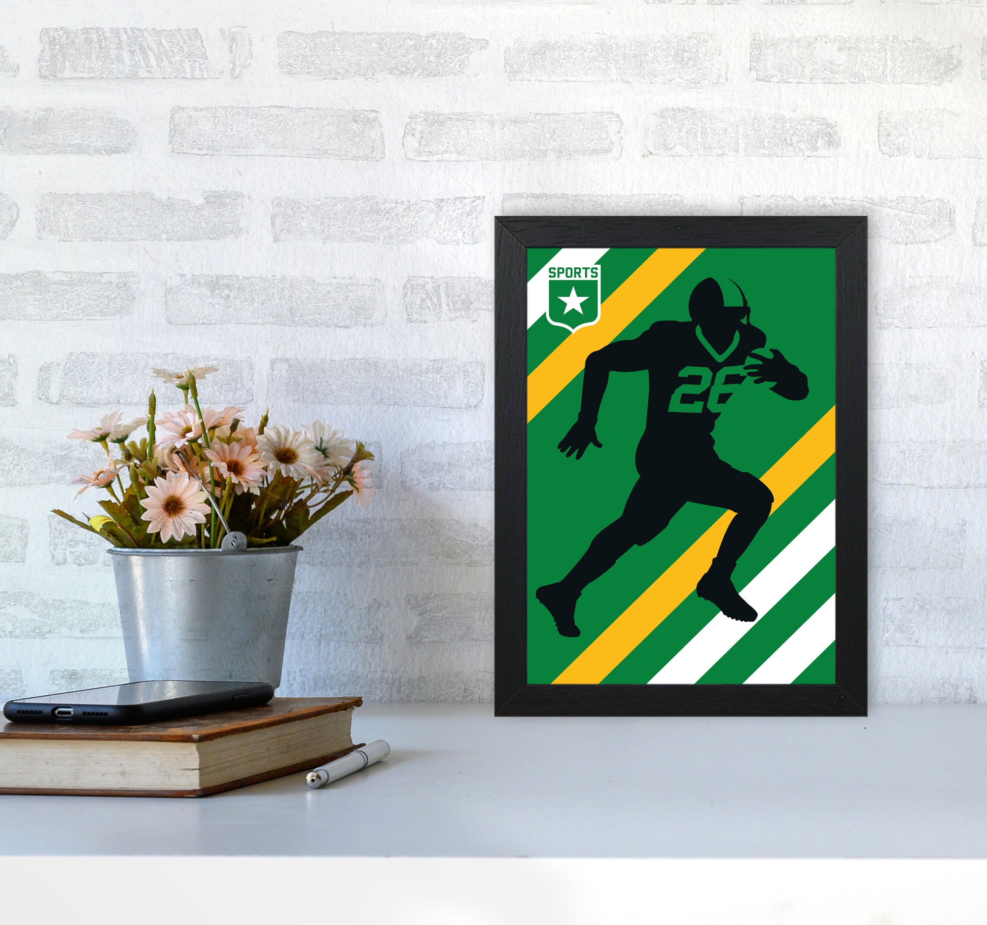 American Football Art Print by Bo Lundberg A4 White Frame