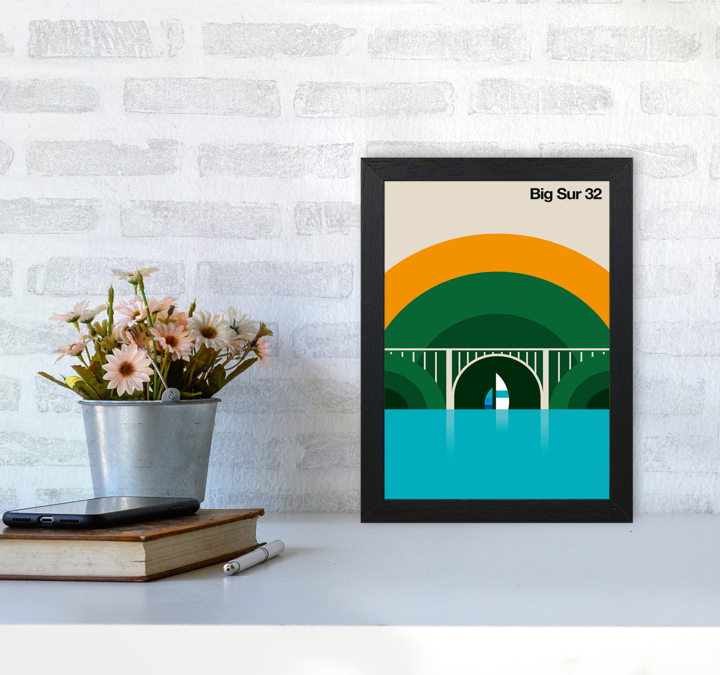 Big Sur 32 Art Print by Bo Lundberg A4 White Frame