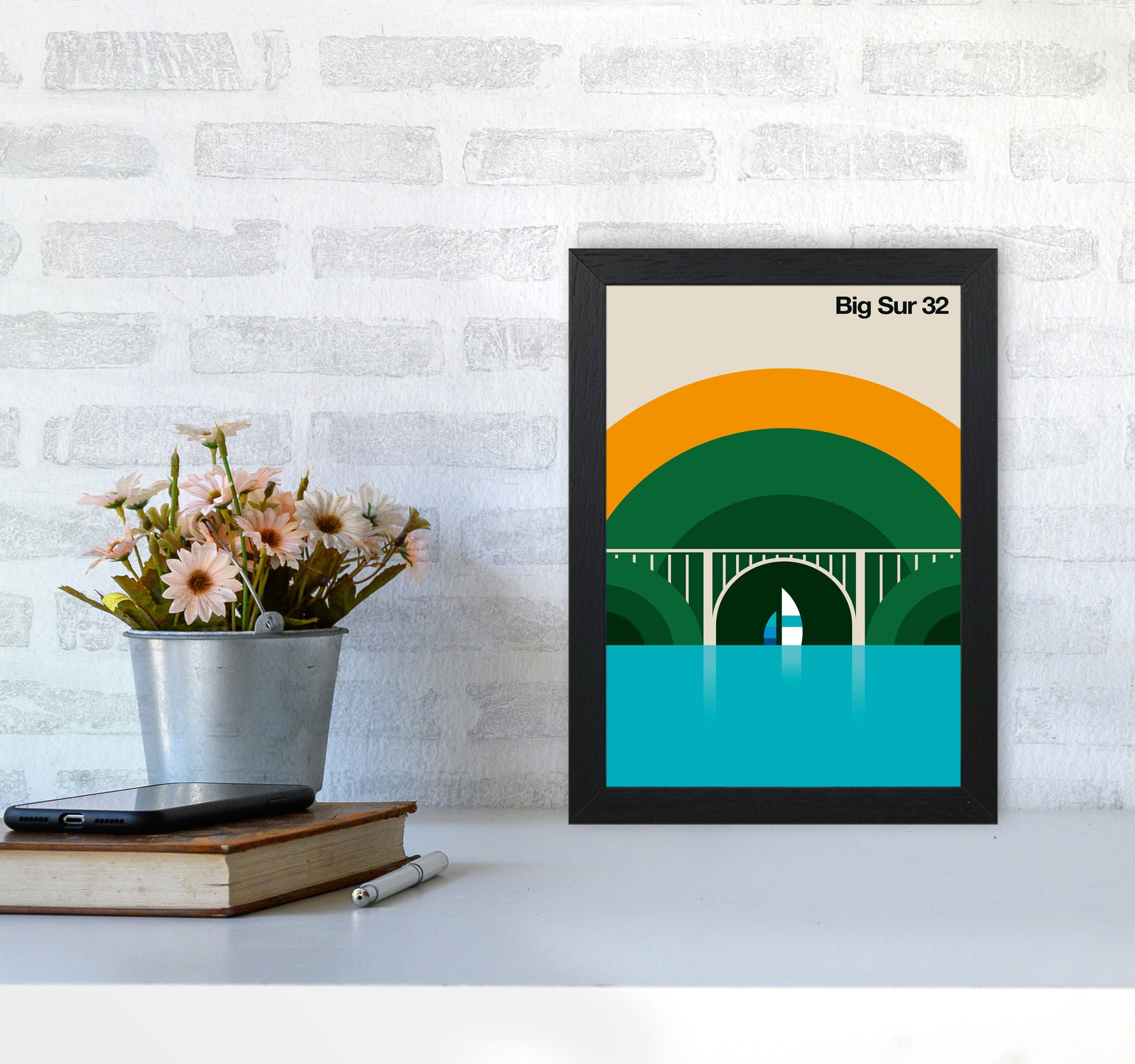 Big Sur 32 Art Print by Bo Lundberg A4 White Frame