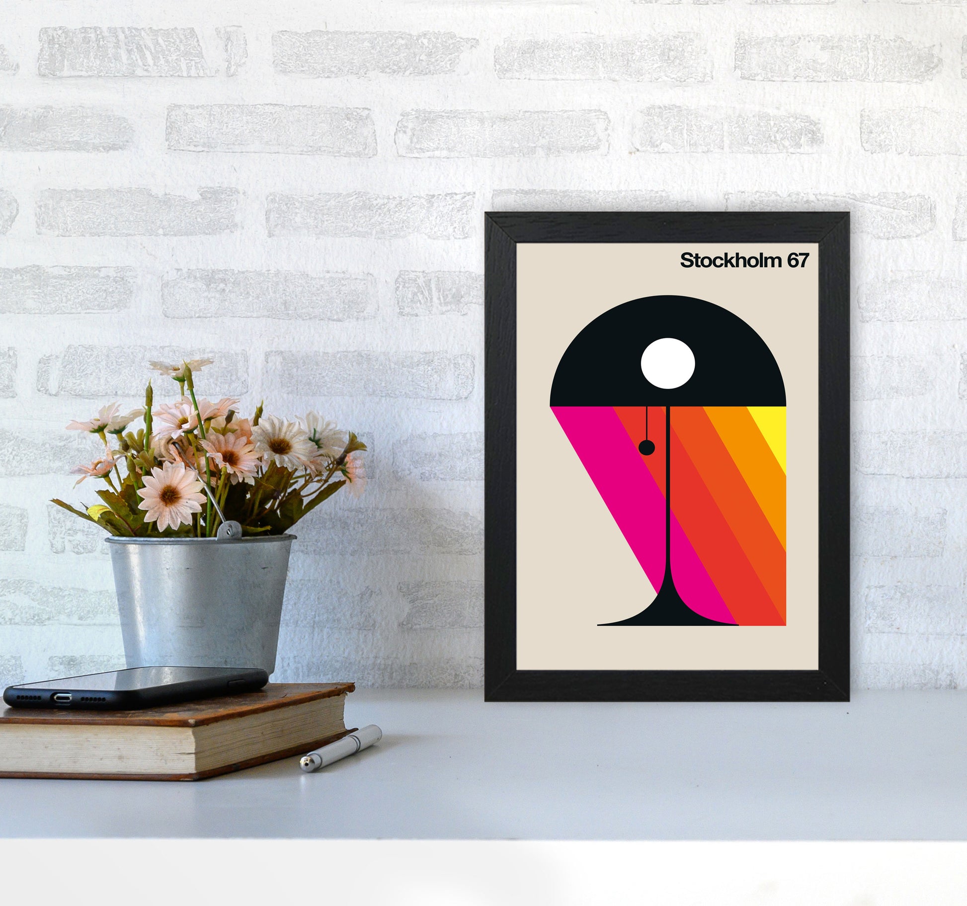 Stockholm 67 Art Print by Bo Lundberg A4 White Frame