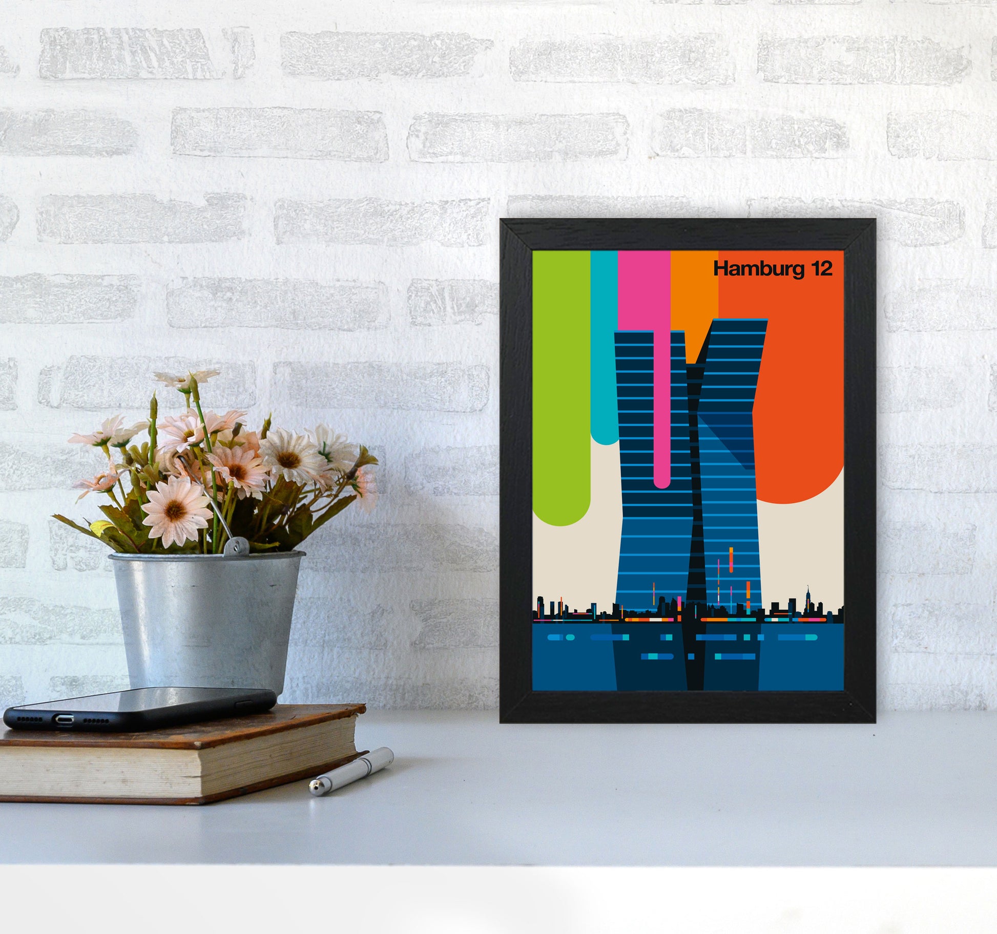 Hamburg 12 Art Print by Bo Lundberg A4 White Frame