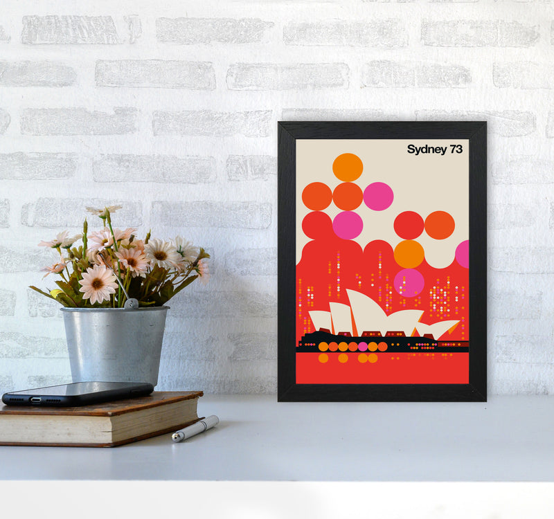 Sydney 73 Red Art Print by Bo Lundberg A4 White Frame