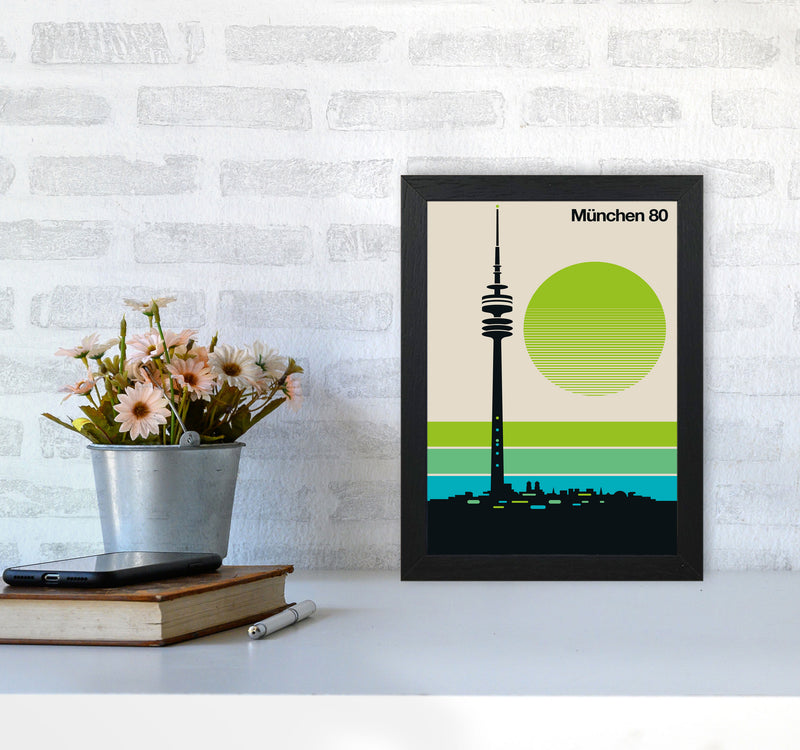 München 80 Art Print by Bo Lundberg A4 White Frame